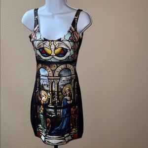 Blackmilk Multicolor Art Cathedral Print Mini BodyCon Dress Women’s Size M